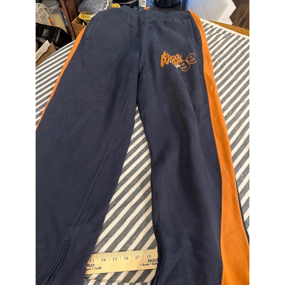 Rocawear 99 Navy Orange Side Stripe Sweatpants Mens 2XL Y2K Hip‎ Hop Joggers